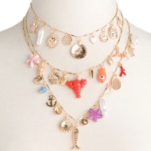 Gold Multi-Color Charm Necklace